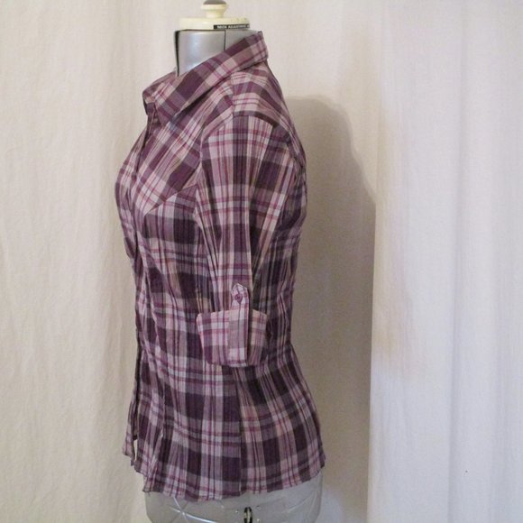 Christopher & Banks Plaid Button Down L - Picture 3 of 8